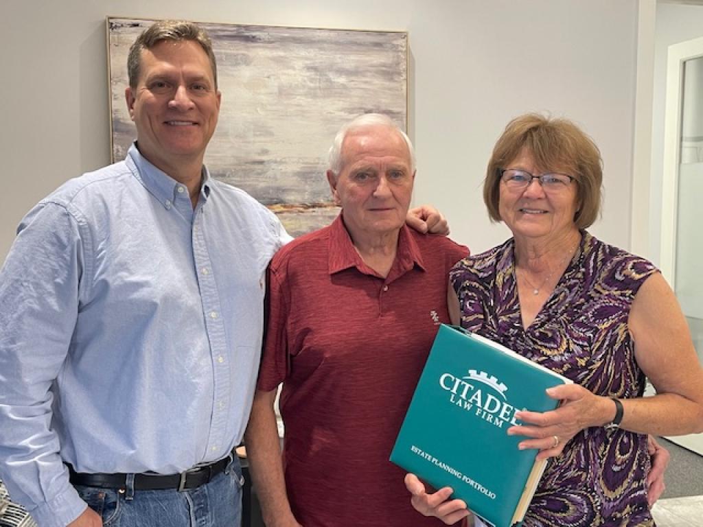 First Estate Planning clients - Gary and Catherine - with estate planning attorney David Gerszewski.